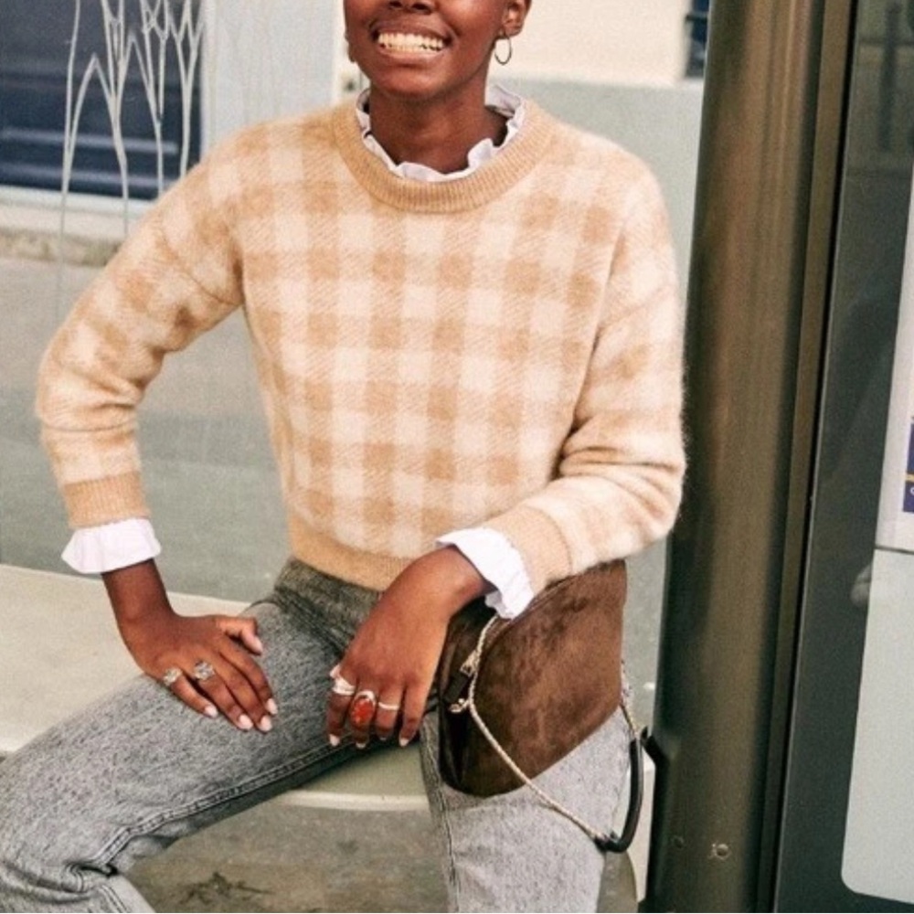 Sézane Becky Gingham Jumper Paris Sweater Size Small - Picture 2 of 7